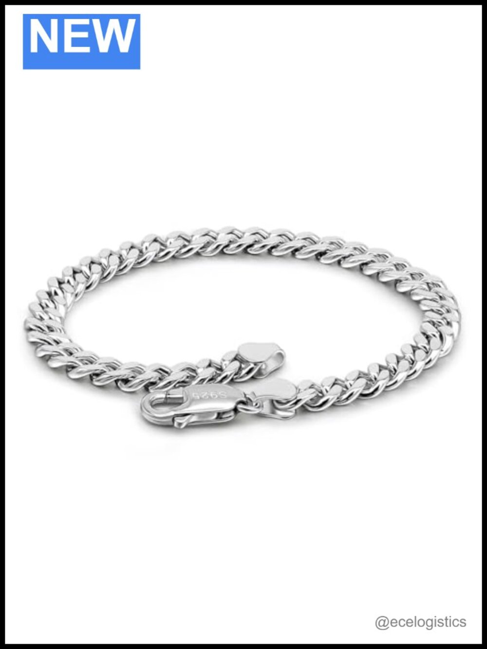 Sterling Silver Cuban Link Chain Bracelet Italian Solid 925 Silver Bangle Gift